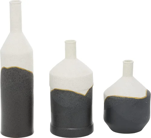 Vista 7 de CosmoLiving by Cosmopolitan Jarrón cilíndrico de cerámica, juego de 3 17 pulgadas, 12 pulgadas, 9 pulgadas de alto, negro Decorative Centerpiece