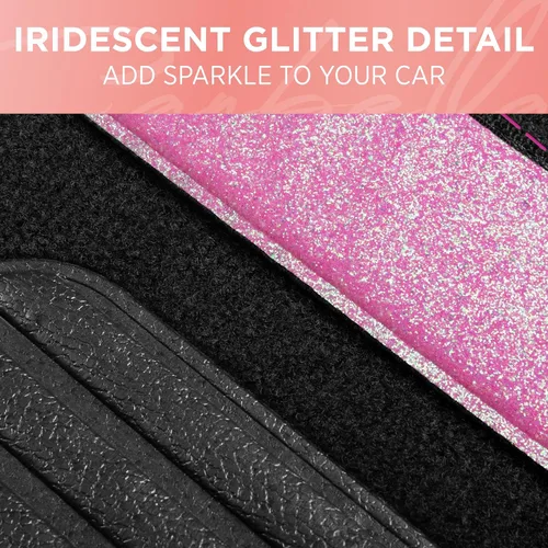 Vista 2 de Alfombrillas de piso delanteras y traseras con purpurina brillante de 4 piezas - Rosa