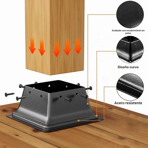 Vista 3 de FMhotu 4x4 Base de poste 2 piezas, soporte de poste de acero recubierto en polvo resistente de 3.6"x3.6" interno, adecuado para poste de madera