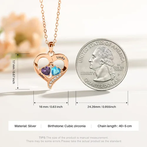 Vista 6 de Lam Hub Fong Collar con nombre para mujer, regalos personalizados para el día de la madre, collar de piedra natal para madre e hija, regalos