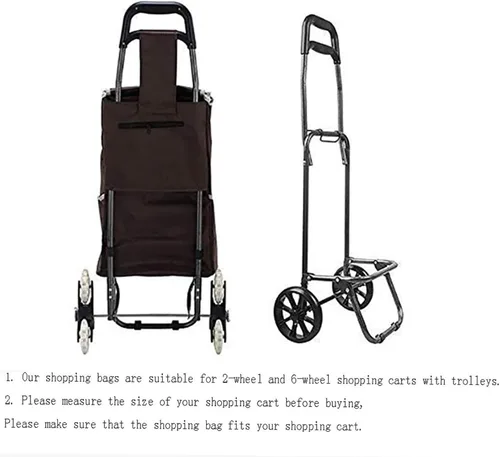 Vista 3 de Bolsa de repuesto para carrito de compras, bolsa de carrito portátil de 71 litros para carrito de compras, bolsa de almacenamiento impermeable