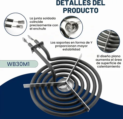 Vista 4 de WB30M1 Juego de Elementos de Quemador de Superficie Superior de Estufa de 6 Pulgadas, Repuesto Compatible con Estufa Eléctrica G.E Hot-point