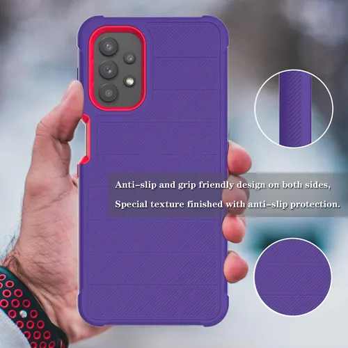 Vista 6 de Funda para Galaxy A32 5G con protector de pantalla de TPU suave, [serie de fundas], funda protectora de cuerpo completo resistente con clip