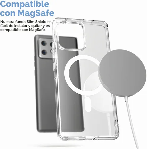 Vista 3 de Funda magnética para Motorola Edge Plus 2023, compatible con MagSafe, carga y accesorios de teléfono (Moto Edge + 2023), transparente