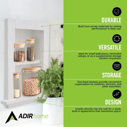 Vista 3 de AdirHome Nicho de pared empotrado, botiquín empotrado blanco completamente montado