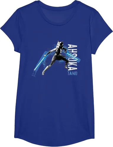 Vista 6 de Star Wars The Clone Wars Ahsoka Tano Dual Lightsabers Camiseta Asphalt Grey
