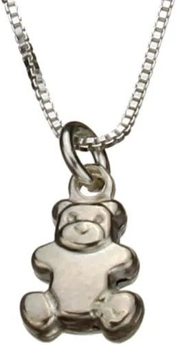 Vista 2 de Sterling Silver Tiny Teddy Bear Charm Box Chain Nickel Free Necklace Italy