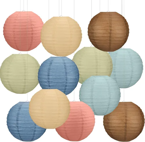 Vista 11 de Retisee 12 linternas de papel de manzana de 10 pulgadas para decoración
