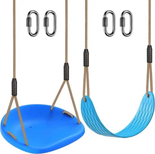 Vista 8 de BeneLabel Asiento de columpio resistente con cuerda ajustable, asientos de columpio de plástico para niños, asiento de columpio negro de repuesto 1