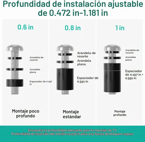 Vista 5 de WALI M6 x 1.181 in VESA Kit de tornillos para montaje de TV, 4