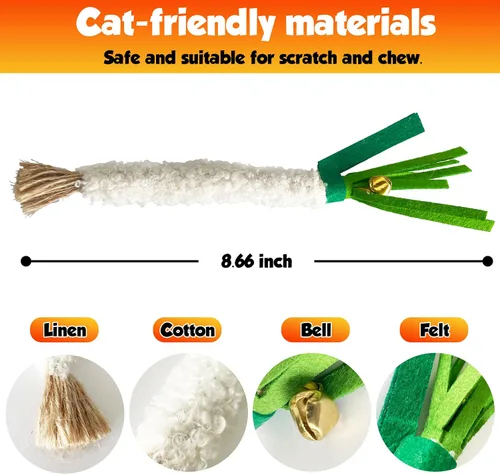 Vista 4 de Palillo masticable Catnip 4 piezas con cuerda de algodón envuelta – Juguete natural para el cuidado dental para la limpieza de los dientes