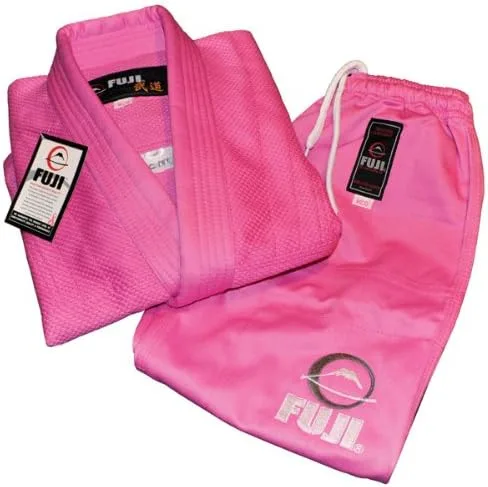 Vista 3 de FUJI BJJ Gi para niños, uniforme de Jiu-Jitsu de mezcla de algodón para niños, BJJ Gi, rosa, talla WC0