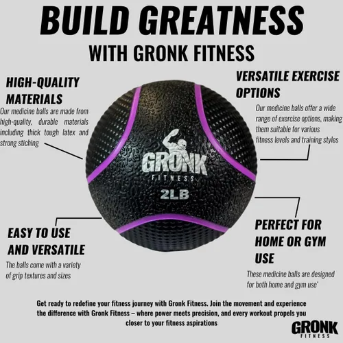 Vista 2 de Gronk Fitness Pelota medicinal de alta calidad, pelota medicinal con peso antideslizante, gran bola de pared para entrenamientos de cuerpo completo