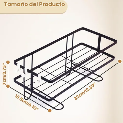 Vista 2 de PowerKing Estante de almacenamiento sobre el inodoro, organizador de baño Negro