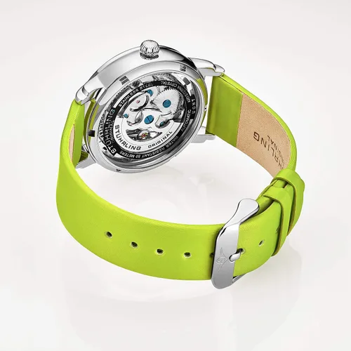 Vista 2 de Stuhrling Original Relojes para mujer Reloj automático - Reloj de esqueleto para mujer - Relojes de vestir para mujer con esfera plateada y correa