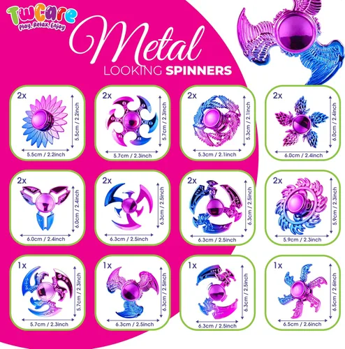 Vista 3 de Paquete de 20 juguetes giratorios de mano de alta velocidad para ansiedad, TDAH, niños, adultos, niños, niñas, paquete sensorial de la yema
