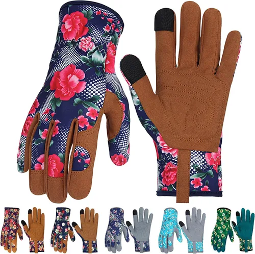 Vista 11 de Guantes de Jardinería de Cuero MERTURN para Mujeres, Guantes de Jardín a Prueba de Espinas, Guantes de Trabajo Compatibles con Pantalla Táctil