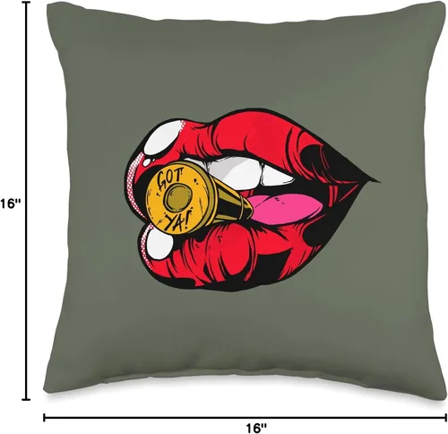 Vista 4 de Rojo Sexy Labios Dientes Lengua Boca Almohada