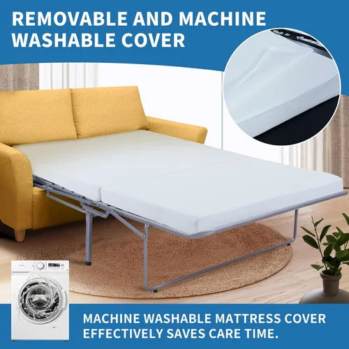 Vista 4 de SUNYRISY Colchón Plegable de Repuesto para Sofá Cama de Espuma Viscoelástica de 4 Pulgadas, Colchón Tríptico para Sofá Cama Extraíble Tamaño Full