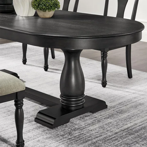 Vista 7 de WILLIAMSPACE Mesa de comedor extensible de madera de 94 pulgadas para 6 a 8 pulgadas, mesa de cocina ovalada rústica rústica con patas de madera