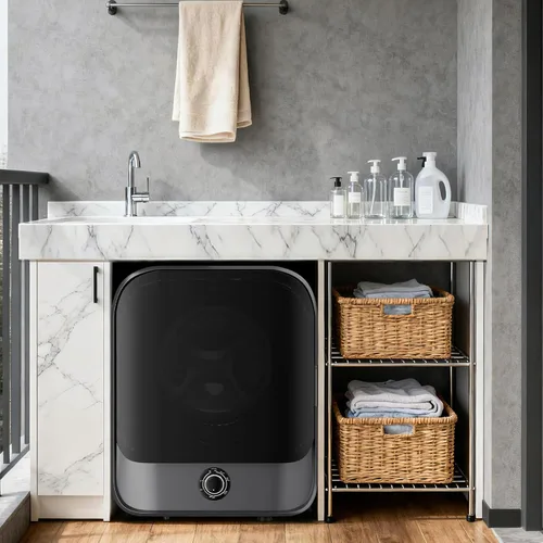 Vista 6 de TABU - Juego combinado de lavadora y secadora, blanco y negro 2.6 Cu.Ft Compact Dryer with Stainless Steel Inner Tub & 18LBS Full-Automatic