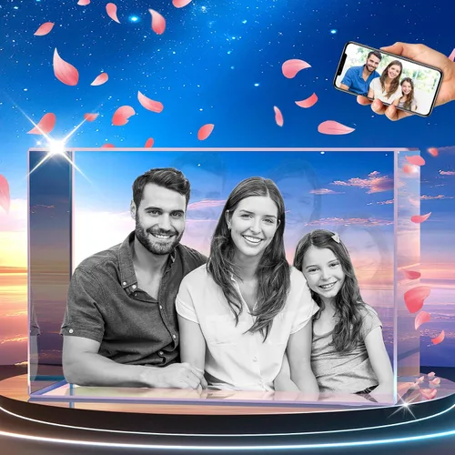 Vista 9 de Foto de cristal 3D personalizada, regalos personalizados para mujeres, hombres, ella, él, mamá, papá, parejas, imagen de vidrio grabado con láser