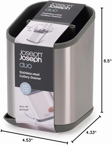 Vista 7 de Joseph Joseph Duo - Escurridor de cubiertos de acero inoxidable, organizador de utensilios de cocina
