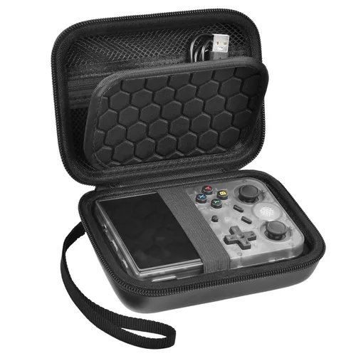 Vista 11 de PAIYULE Travel Case Compatible with RG353V/ RG353VS/ R36S Retro Handheld Game Console, Handheld Emulator Storage Holder Organizer, Android Game Beige