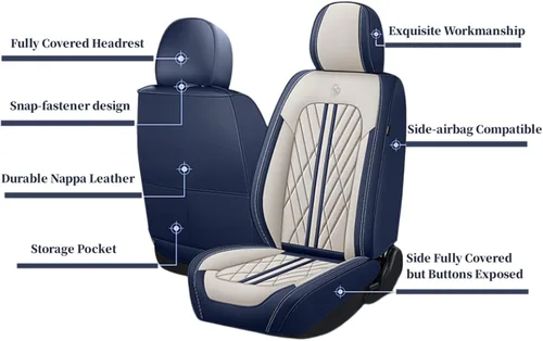 Vista 5 de Juego de fundas de asiento de automóvil de cuero nappa impermeables y transpirables de ajuste universal, cojín protector para vehículo automotriz