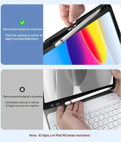 Vista 6 de Hamile Funda para iPad de 11ª y 10ª Generación con Teclado - Funda de Teclado Folio Inalámbrico Desmontable con Retroiluminación de 7
