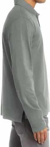 Vista 2 de Lexiart Polo de moda para hombre, camisas de manga larga con cuello de 3 botones