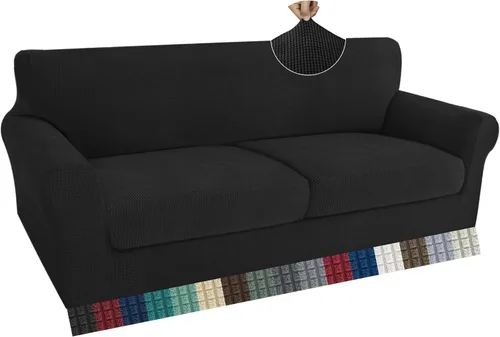 Vista 34 de ZNSAYOTX 2 fundas para sillas con brazos para sala de estar, súper suave, con funda de cojín de asiento, gruesa, duradera, mezcla de elastano, alta