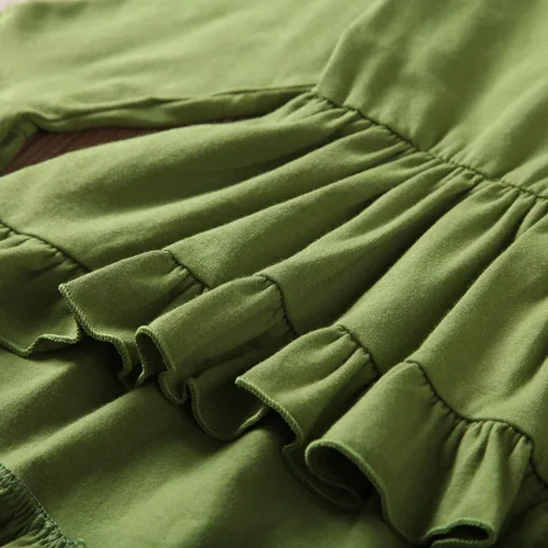Vista 6 de Conjunto de ropa de invierno para niñas pequeñas, con volantes, con parte superior de túnica a rayas, 2