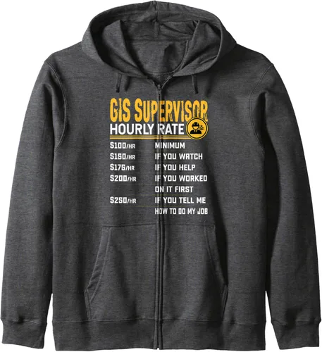 Vista 3 de GIS Supervisor Hourly Rate - Funny GIS Director Zip Hoodie