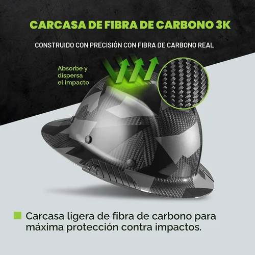 Vista 3 de Lift Dax - Casco duro de fibra de carbono de ala completa/casco