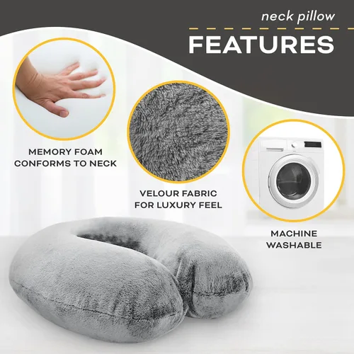 Vista 4 de Almohada de viaje para el cuello lavable, cómoda espuma viscoelástica, accesorios de viaje en avión, esenciales para el cuello plano, almohada