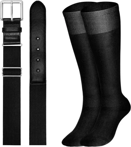 Vista 20 de XZQTIVE Conjunto combinado de calcetines de béisbol y softbol y cinturón de béisbol y sóftbol, calcetines de fútbol hasta la rodilla para niños