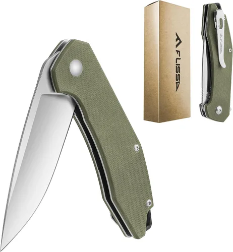 Vista 11 de FLISSA Cuchillo de bolsillo, cuchillo táctico plegable con mango G10, hoja D2, seguro de revestimiento, clip de bolsillo, cuchillo EDC para Negro