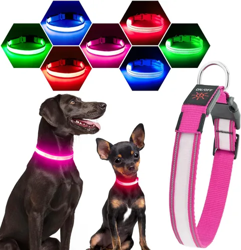 Vista 11 de Collares de perro con luz Visinite para perros pequeños, collar de perro LED recargable, collar de perro iluminado totalmente ajustable, collares
