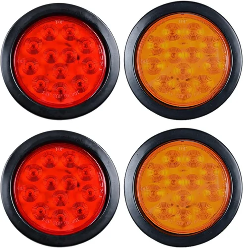Vista 32 de Astra Depot Juego de 4 unids rojo 4 "redondo 12 LED Stop Running Luz trasera Ojal Plug para vehículo largo camión remolque