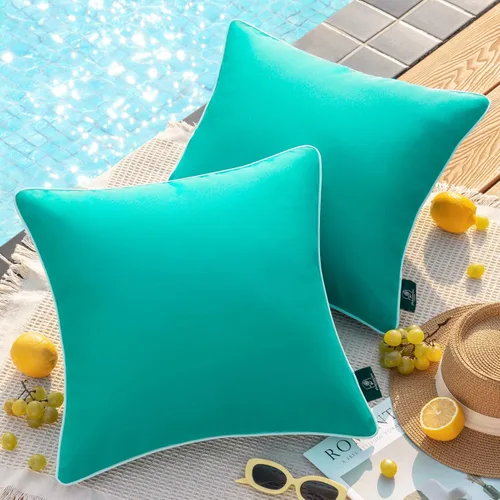 Vista 12 de Phantoscope - Juego de 2 fundas de almohada y cojín cuadradas decorativas, impermeables, para intemperie, sofás, carpas, 18 x 18 pulgadas