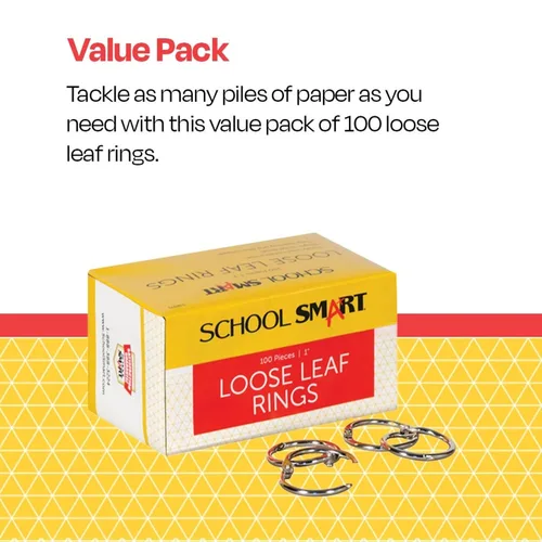 Vista 6 de School Smart Anillo para hojas/carpetas chapado en níquel, 1 pulgada de diámetro (paquete de 100)
