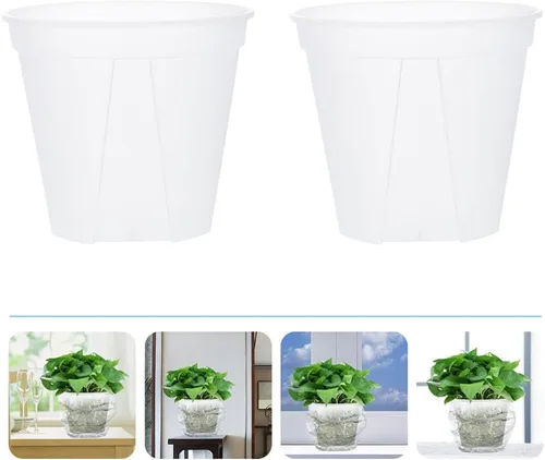 Vista 8 de Scicalife Maceta de plástico para guardería, maceta transparente para control de raíces, maceta de un galón para jardín, patio, balcón, oficina