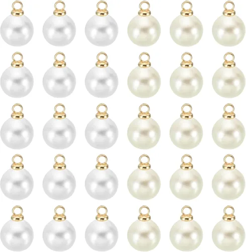 Vista 26 de PATIKIL Abalorio de perlas, 100 cuentas de perlas de imitación de perlas colgantes para bricolaje para hacer joyas, pulseras, aretes, collares Beige