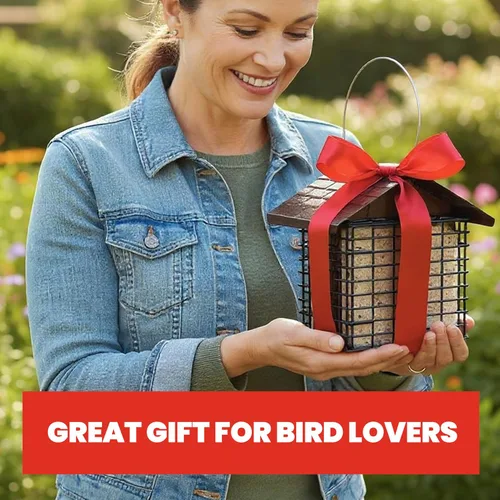 Vista 14 de More Birds Comedero doble para tartas, protector meteorológico, construcción de acero