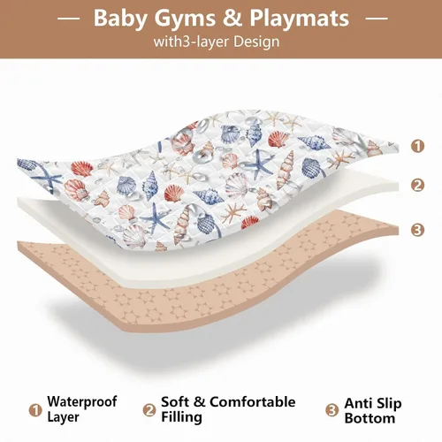 Vista 4 de Animal Coastal - Tapete grande y elegante para gimnasio y actividades para el suelo, acogedora y transpirable, para bebés y niños pequeños, 50 x 50