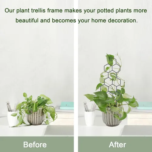 Vista 4 de WellSign Enrejado pequeño para plantas en maceta, enrejado de metal de 15.94 pulgadas para plantas trepadoras, maceta de interior, celosía