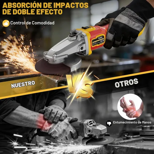 Vista 3 de Ecarke Amoladora de cabeza plana compatible con batería DeWalt de 20 V, 4-1/2 a 5 pulgadas, 11000 RPM, sistema de seguridad múltiple