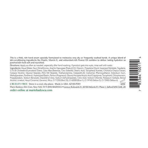 Vista 2 de Mario Badescu Elasto-Seamollient Hand Cream - Rich, Thick Hand Lotion for Ultra Dry or Frequently Washed Skin - Moisturizer with Elastin & Vitamins