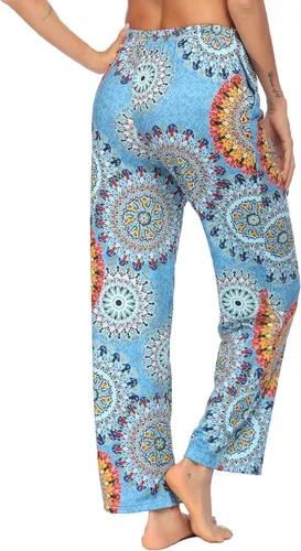 Vista 4 de Ekouaer - Pantalones cómodos de pijama, con bolsillos, a cuadros, elásticos y con cordón, para mujer